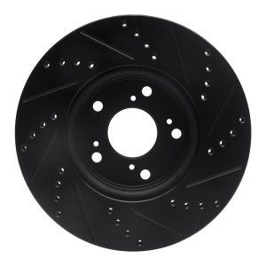 Honda Accord Brake Rotor (1) - Front Left - R1 Concepts - Drilled & Slotted - Black - `13-`22